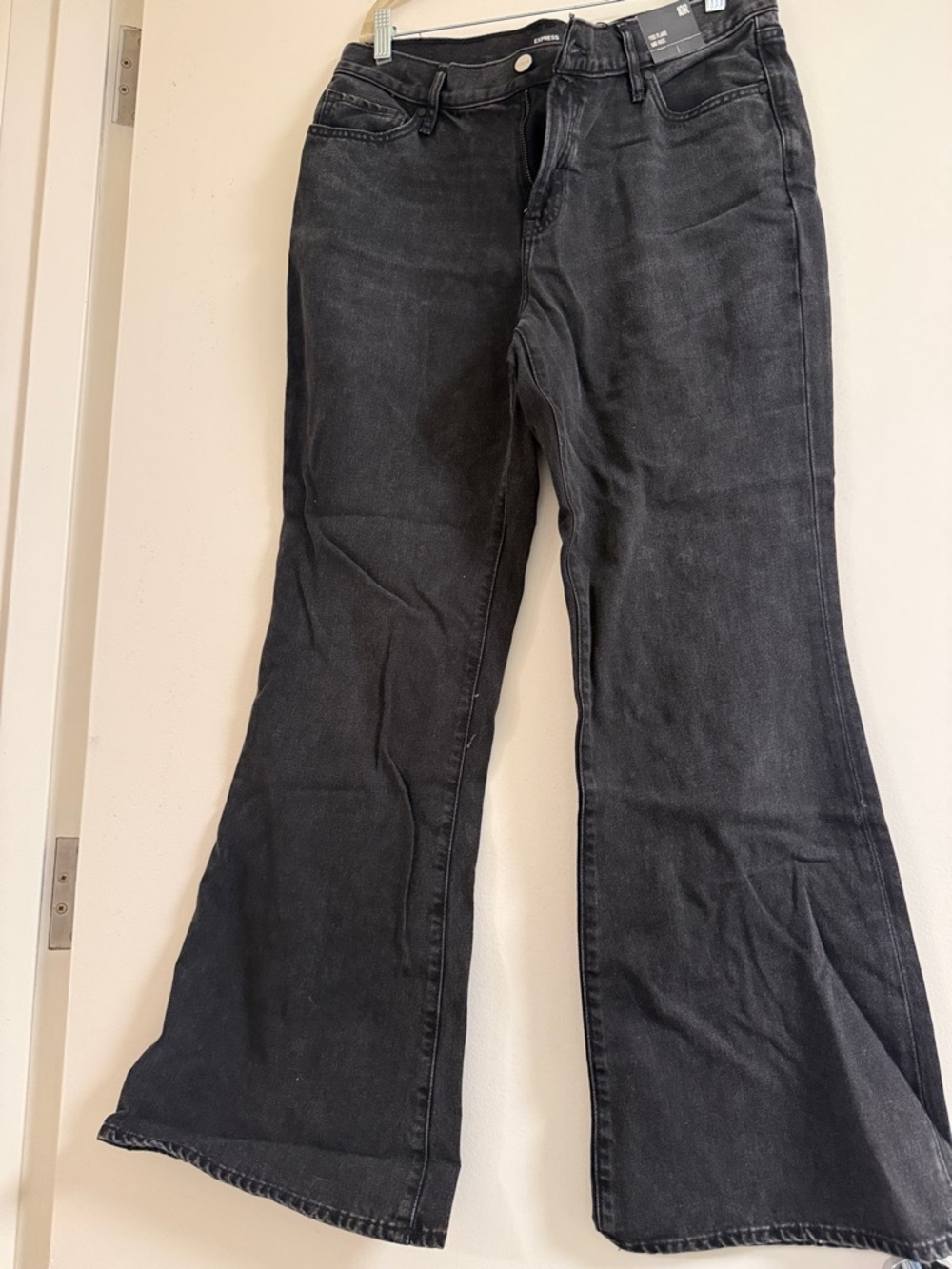 Express Women's 70s Flare Mid Rise Black Jeans